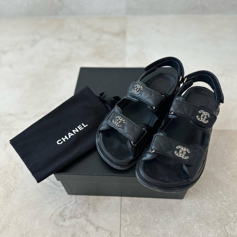 Chanel Black Sandals with Logo
